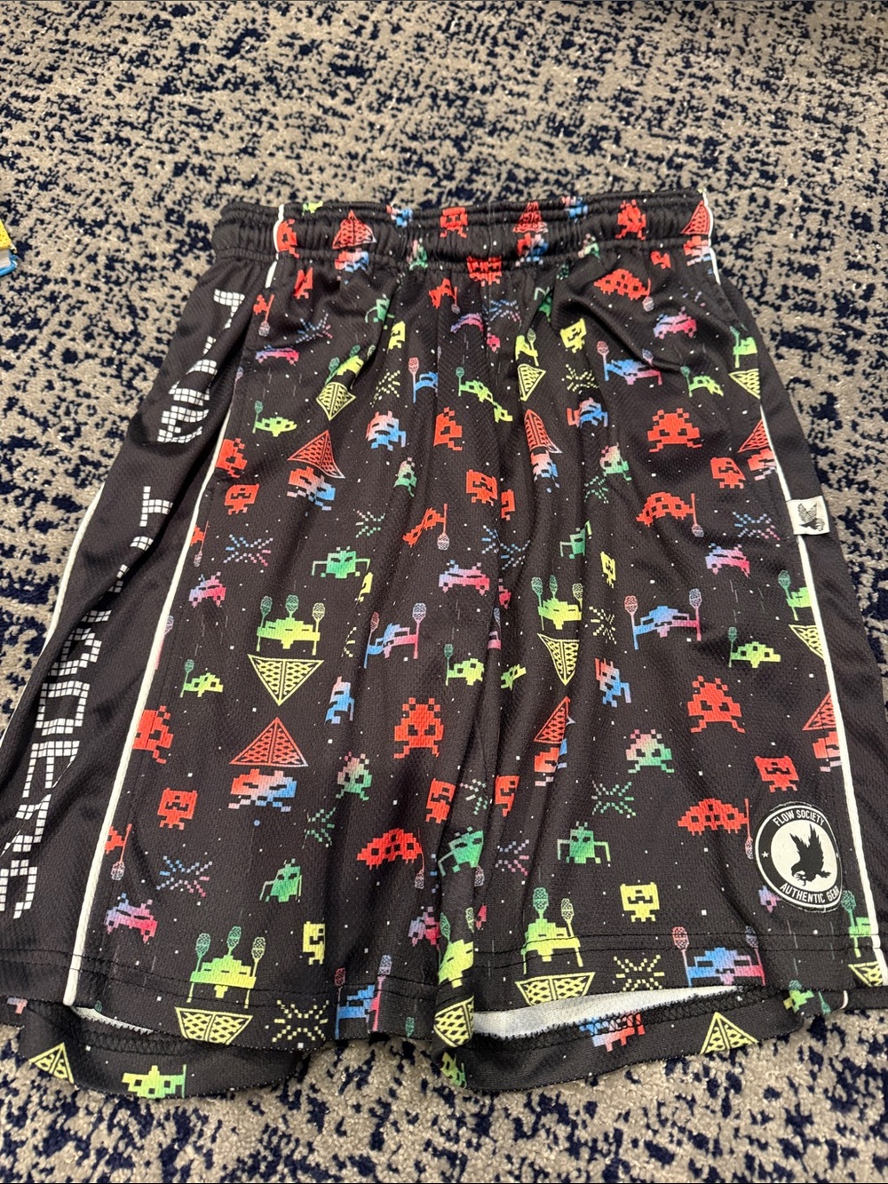 Black Retro Arcade Print Athletic Shorts
